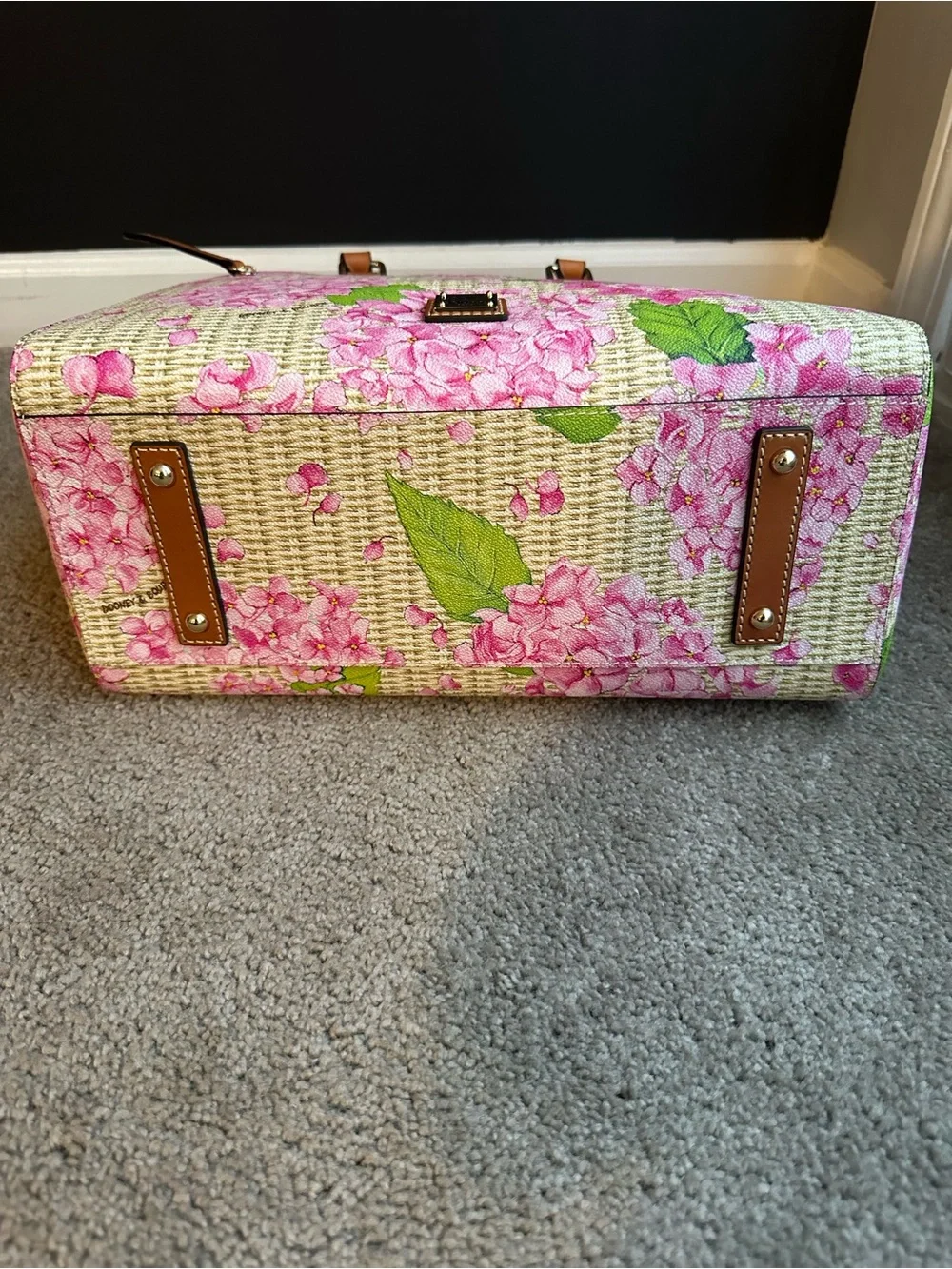 Dooney & Bourke Hydrangea Basketweave Zip Satchel Pink